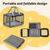 Darrahopens Pet Care > Dog Supplies > Dog Carriers & Crates i.Pet Pet Carrier Bag Foldable Dog Cat Durable Crate Travel Cage Portable Car Kennel Grey