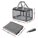 Darrahopens Pet Care > Dog Supplies > Dog Carriers & Crates i.Pet Pet Carrier Bag Foldable Dog Cat Durable Crate Travel Cage Portable Car Kennel Grey