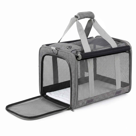 Darrahopens Pet Care > Dog Supplies > Dog Carriers & Crates i.Pet Pet Carrier Bag Foldable Dog Cat Durable Crate Travel Cage Portable Car Kennel Grey