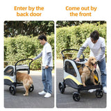 Darrahopens Pet Care > Dog Supplies > Dog Carriers & Crates Large Dog Stroller Foldable Pet Pushchair with Doors