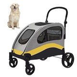 Darrahopens Pet Care > Dog Supplies > Dog Carriers & Crates Large Dog Stroller Foldable Pet Pushchair with Doors