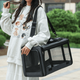 Multifunctional Pet Travel Bag: Large Capacity, Breathable, Portable, Handheld or Crossbody Pet Bag - Black