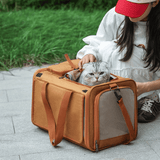 Darrahopens Pet Care > Dog Supplies > Dog Carriers & Crates Multifunctional Pet Travel Bag: Large Capacity, Breathable, Portable, Handheld or Crossbody Pet Bag - Brown