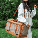 Darrahopens Pet Care > Dog Supplies > Dog Carriers & Crates Multifunctional Pet Travel Bag: Large Capacity, Breathable, Portable, Handheld or Crossbody Pet Bag - Brown