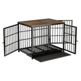 Darrahopens Pet Care > Dog Supplies > Dog Carriers & Crates P&P Black Walnut XL Dog Crate with Wooden Furniture Style, 3-Door Entry and Slide Out Tray