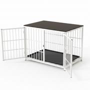 Darrahopens Pet Care > Dog Supplies > Dog Carriers & Crates P&P White Walnut Wooden Dog Crate with 3 Doors, Tray and Stylish Furniture End Table