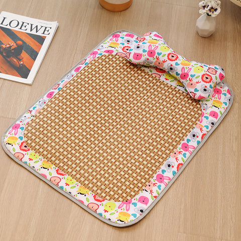Darrahopens Pet Care > Dog Supplies > Dog Carriers & Crates Size S Style 1 Pink And Brown Pet Cooling Mat for Dogs and Cats - Summer Breathable Woven Rattan Bed with Sponge Cushion, Durable and Chew-Resistant