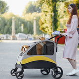 Darrahopens Pet Care > Dog Supplies > Dog Carriers & Crates Two Dogs Stroller Divider Pet Travel Stroller Carrier One-key Folding Outdoor