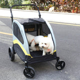 Darrahopens Pet Care > Dog Supplies > Dog Carriers & Crates Two Dogs Stroller Divider Pet Travel Stroller Carrier One-key Folding Outdoor