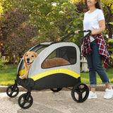 Darrahopens Pet Care > Dog Supplies > Dog Carriers & Crates Two Dogs Stroller Divider Pet Travel Stroller Carrier One-key Folding Outdoor