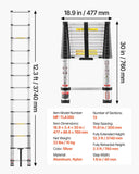 Darrahopens Pet Care > Dog Supplies > Dog Carriers & Crates VEVOR 3.8m Telescoping Ladder, Aluminum Lightweight Multi-Purpose Collapsible Extension, One-Touch Retraction Ladder, Heavy Duty 150kg Max Capacity with Non-Slip Feet, for Home, Outdoor Work, Loft