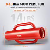 Darrahopens Pet Care > Dog Supplies > Dog Carriers & Crates VEVOR Fence Post Driver with Handles, 2.7 in Inner Diameter T Post Pole Pounder, 14LB Heavy Duty Carbon Steel Hand Post Rammer, Farm Fencing Hole Digger for U Channel, Sign Pole, Wooden Post, Red