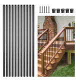 Darrahopens Pet Care > Dog Supplies > Dog Carriers & Crates VEVOR Staircase Balusters 51 Pack, 660 mm Aluminum Stair Balusters, 19 mm Water-Proof Round Metal Spindle Railing, Hollow Deck Railing with Rail Caps & Screws for Stairs, Porch, Patio, Fence, Black