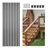 Darrahopens Pet Care > Dog Supplies > Dog Carriers & Crates VEVOR Staircase Balusters 51 Pack, 813 mm Aluminum Stair Balusters, 19 mm Water-Proof Round Metal Spindle Railing, Hollow Deck Railing with Rail Caps & Screws for Stairs, Porch, Patio, Matte Black