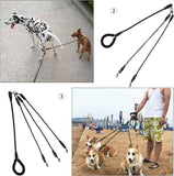 Darrahopens Pet Care > Dog Supplies > Dog Collars, Leads & Harnesses Black 3-in-1 No-Tangle Dog Leash for 1-3 Small Large Dogs – Heavy Duty 360° Swivel Bungee Coupler with Reflective Nylon Braid & Padded Handle