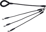 Darrahopens Pet Care > Dog Supplies > Dog Collars, Leads & Harnesses Black 3-in-1 No-Tangle Dog Leash for 1-3 Small Large Dogs – Heavy Duty 360° Swivel Bungee Coupler with Reflective Nylon Braid & Padded Handle