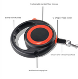 Darrahopens Pet Care > Dog Supplies > Dog Collars, Leads & Harnesses Black-red Heavy Duty Retractable Dog Leash with Ergonomic Wide Handle - Automatic Tangle-Free Extending Lead for Large and Medium Dogs - Carbon Fiber Texture