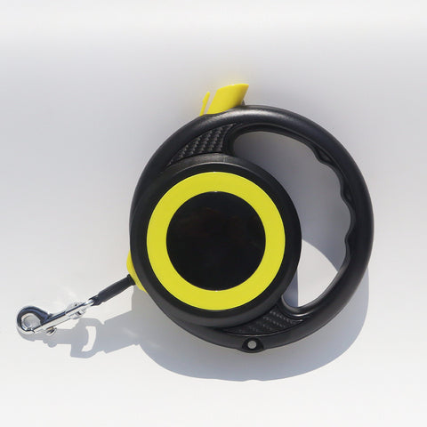 Darrahopens Pet Care > Dog Supplies > Dog Collars, Leads & Harnesses Black-yellow Heavy Duty Retractable Dog Leash with Ergonomic Wide Handle - Automatic Tangle-Free Extending Lead for Large and Medium Dogs - Carbon Fiber Texture