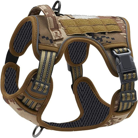 Darrahopens Pet Care > Dog Supplies > Dog Collars, Leads & Harnesses Camouflage Professional Adjustable Tactical Dog Mesh Harness - Reflective No-Pull Pet Vest with Control Handle (L Size for Weight 45-80 lbs)