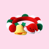 Darrahopens Pet Care > Dog Supplies > Dog Collars, Leads & Harnesses Christmas Pet Pom-Pom Adjustable Cotton Collar Set(2-Pack Size L) - Cat and Dog Holiday Costume, Cute Bell Hat and Tree Umbrella Designs