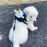 Darrahopens Pet Care > Dog Supplies > Dog Collars, Leads & Harnesses Dark Blue Adorable Monster Pet Backpack Harness - Small Dog & Cat Treat Pouch with Poop Bag Dispenser