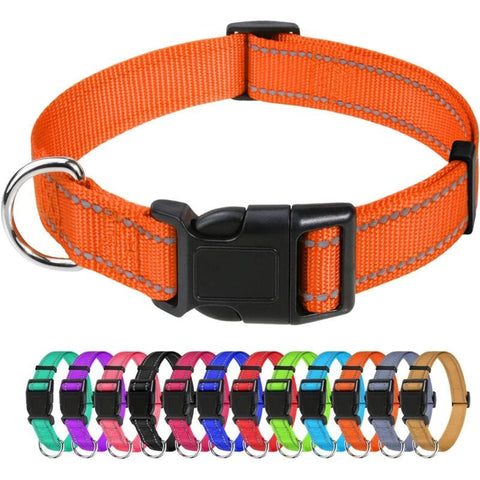 Darrahopens Pet Care > Dog Supplies > Dog Collars, Leads & Harnesses Dog Collar, Classic Adjustable Reflective Nylon Collar Suitable For Medium Dogs, Orange, 2.5Cm Width