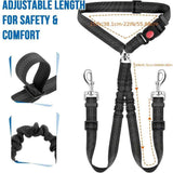 Darrahopens Pet Care > Dog Supplies > Dog Collars, Leads & Harnesses Dual-Head Pet Car Seat Belt with 360° Swivel Tangle-Free Leash for Two Dogs - Adjustable Safety Restraint for Car Travel and Outdoor Walking, Reflective Nylon Webbing (Blue) In Australia - Darrahopens