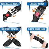 Darrahopens Pet Care > Dog Supplies > Dog Collars, Leads & Harnesses Dual-Head Pet Car Seat Belt with 360° Swivel Tangle-Free Leash for Two Dogs - Adjustable Safety Restraint for Car Travel and Outdoor Walking, Reflective Nylon Webbing (Blue) In Australia - Darrahopens