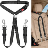 Darrahopens Pet Care > Dog Supplies > Dog Collars, Leads & Harnesses Dual-Head Pet Car Seat Belt with 360° Swivel Tangle-Free Leash for Two Dogs - Adjustable Safety Restraint for Car Travel and Outdoor Walking, Reflective Nylon Webbing (Blue) In Australia - Darrahopens