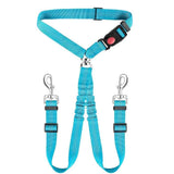 Darrahopens Pet Care > Dog Supplies > Dog Collars, Leads & Harnesses Dual-Head Pet Car Seat Belt with 360° Swivel Tangle-Free Leash for Two Dogs - Adjustable Safety Restraint for Car Travel and Outdoor Walking, Reflective Nylon Webbing (Blue) In Australia - Darrahopens
