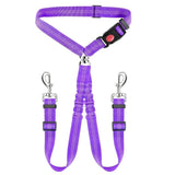 Darrahopens Pet Care > Dog Supplies > Dog Collars, Leads & Harnesses Dual-Head Pet Car Seat Belt with 360° Swivel Tangle-Free Leash for Two Dogs - Adjustable Safety Restraint for Car Travel and Outdoor Walking, Reflective Nylon Webbing (Blue) In Australia - Darrahopens
