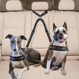 Darrahopens Pet Care > Dog Supplies > Dog Collars, Leads & Harnesses Dual-Head Pet Car Seat Belt with 360° Swivel Tangle-Free Leash for Two Dogs - Adjustable Safety Restraint for Car Travel and Outdoor Walking, Reflective Nylon Webbing (Blue) In Australia - Darrahopens
