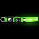 Darrahopens Pet Care > Dog Supplies > Dog Collars, Leads & Harnesses Luminous LED Pet Dog Collar Light-up USB Rechargeable Dog Collar Green - M