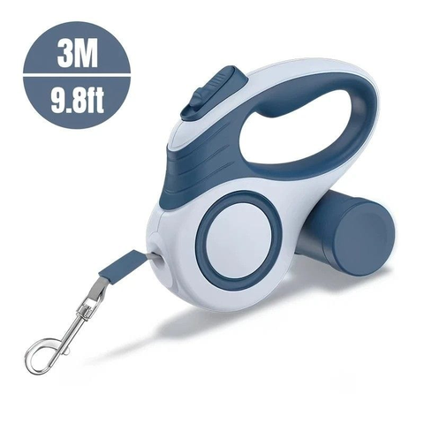 Darrahopens Pet Care > Dog Supplies > Dog Collars, Leads & Harnesses Multi-function Automatic Retractable Pet Leash: High-Strength Anti-Break, One-Click Lock, Comfortable Grip, Eco-Friendly Waste Disposal, 3 Meters/118.11 Inches for Secure Dog Walking(blue)