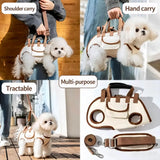 Darrahopens Pet Care > Dog Supplies > Dog Collars, Leads & Harnesses Oxford Fabric Pet Three-in-One Travel System: Horizontal Back Design Protects Spine, Four-Leg Separation, Three Uses in One: Kennel, Backpack, and Leash/L size [recommended weight 14-18kg] In Australia - Darrahopens
