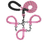 Darrahopens Pet Care > Dog Supplies > Dog Collars, Leads & Harnesses Pink 3-in-1 Tangle-Free Dog Leash for 1-3 Dogs - Heavy Duty Bungee Coupler with Reflective Stitching & Padded Handle