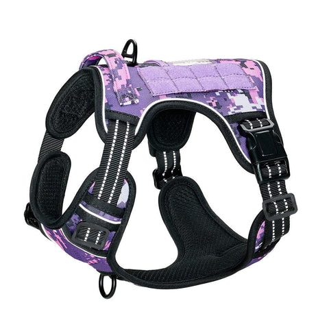 Darrahopens Pet Care > Dog Supplies > Dog Collars, Leads & Harnesses Purple Professional Adjustable Tactical Dog Mesh Harness - Reflective No-Pull Pet Vest with Control Handle (XL Size for Weight 75-135 lbs)