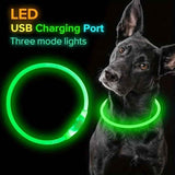 Darrahopens Pet Care > Dog Supplies > Dog Collars, Leads & Harnesses USB Rechargeable LED Glow Pet Collar, Soft Silicone Night Safety Dog & Cat Collar with 6 Colors, 3 Modes, Adjustable Length for Small, Medium, Large Pets, Ideal for Evening Walks and Outdoor Visibility (M, Red) In Australia - Darrahopens