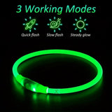 Darrahopens Pet Care > Dog Supplies > Dog Collars, Leads & Harnesses USB Rechargeable LED Glow Pet Collar, Soft Silicone Night Safety Dog & Cat Collar with 6 Colors, 3 Modes, Adjustable Length for Small, Medium, Large Pets, Ideal for Evening Walks and Outdoor Visibility (M, Red) In Australia - Darrahopens