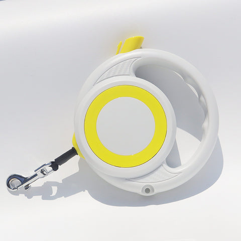 Darrahopens Pet Care > Dog Supplies > Dog Collars, Leads & Harnesses Yellow-white Heavy Duty Retractable Dog Leash with Ergonomic Wide Handle - Automatic Tangle-Free Extending Lead for Large and Medium Dogs - Carbon Fiber Texture