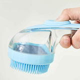 Darrahopens Pet Care > Dog Supplies > Dog Grooming Supplies 2-in-1 Pet Bath Brush with Built-in Shampoo Dispenser Dog Shampoo Bubble Maker Dog Cat Bathing Grooming Tool Blue