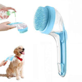 Darrahopens Pet Care > Dog Supplies > Dog Grooming Supplies 2-in-1 Pet Bath Brush with Built-in Shampoo Dispenser Dog Shampoo Bubble Maker Dog Cat Bathing Grooming Tool Blue