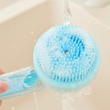 Darrahopens Pet Care > Dog Supplies > Dog Grooming Supplies 2-in-1 Pet Bath Brush with Built-in Shampoo Dispenser Dog Shampoo Bubble Maker Dog Cat Bathing Grooming Tool Blue