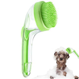 Darrahopens Pet Care > Dog Supplies > Dog Grooming Supplies 2-in-1 Pet Bath Brush with Built-in Shampoo Dispenser Dog Shampoo Bubble Maker Dog Cat Bathing Grooming Tool Blue