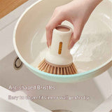 Darrahopens Pet Care > Dog Supplies > Dog Grooming Supplies 2 pack Dish Brush Set with Soap Dispensing Palm Brush Dish Scrub Brush with Soap Dispenser Palm Dish Brush Kitchen Cleaning Brush with Ergonomic Long Handle for Cleaning Sink, Pot, Pan, Cream Yellow
