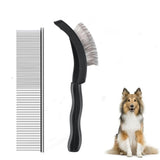 Darrahopens Pet Care > Dog Supplies > Dog Grooming Supplies 2-Piece Dog Slicker Brush & Comb Set for Grooming & Detangling Blue