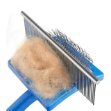 Darrahopens Pet Care > Dog Supplies > Dog Grooming Supplies 2-Piece Dog Slicker Brush & Comb Set for Grooming & Detangling Blue