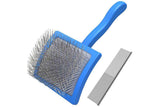 Darrahopens Pet Care > Dog Supplies > Dog Grooming Supplies 2Pcs Dog Slicker Brush & Comb Set for Grooming Detangling & Hair Removal-Blue