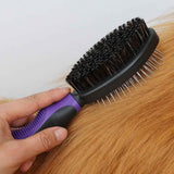 2PCS Pet Grooming Brushes Deshedding Bath Brush for Dogs Cats & Horses Purple