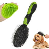 Darrahopens Pet Care > Dog Supplies > Dog Grooming Supplies 2PCS Pet Grooming Tools Double-Sided Brush for Shedding and Bathing for Short/Long Haired Dogs Cats Green